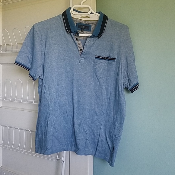 Ted Baker London Polo Short Sleeve Shirt Blue - Picture 1 of 4